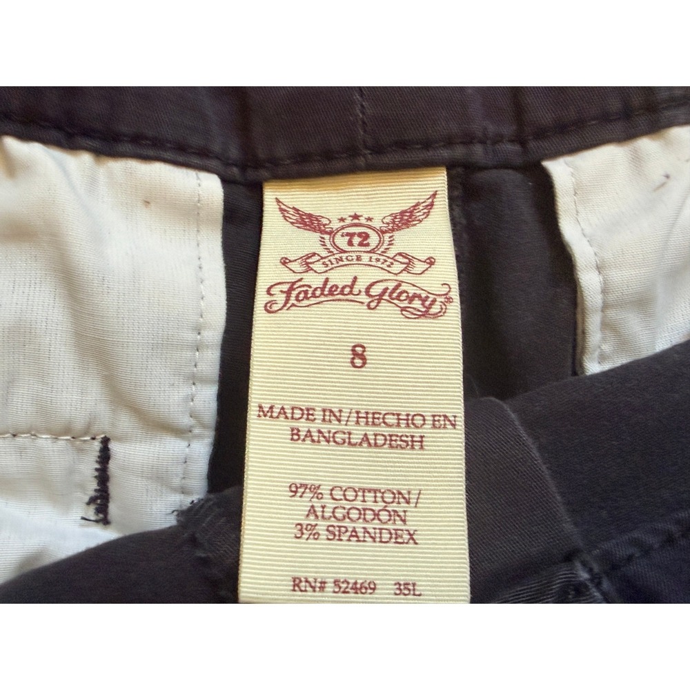 Faded Glory Navy Blue Chino Shorts Womens Size 8 Cotton Blend Stretch Casual - Picture 3 of 5